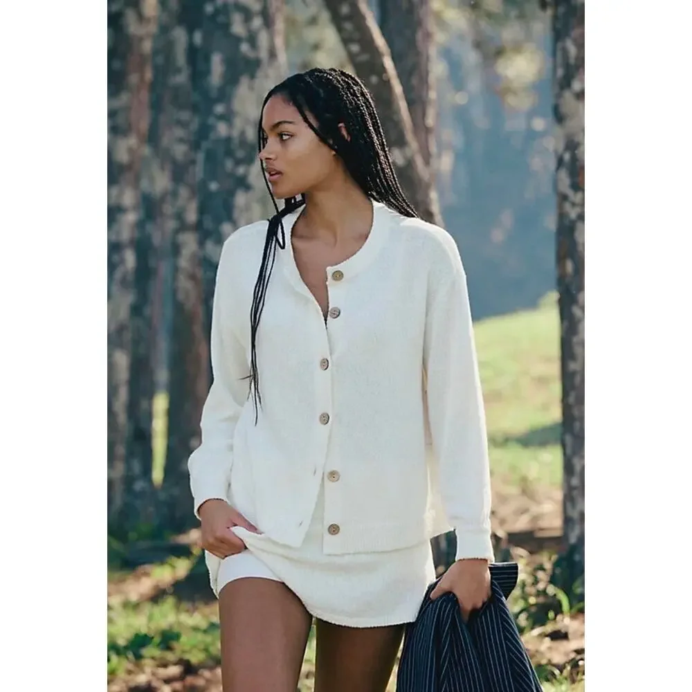 Free People Ameena Sweater Skort Set Cream Ivory Size XL Boho NWT